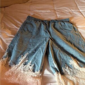 Fashion Nova Blue Lace Trim Shorts